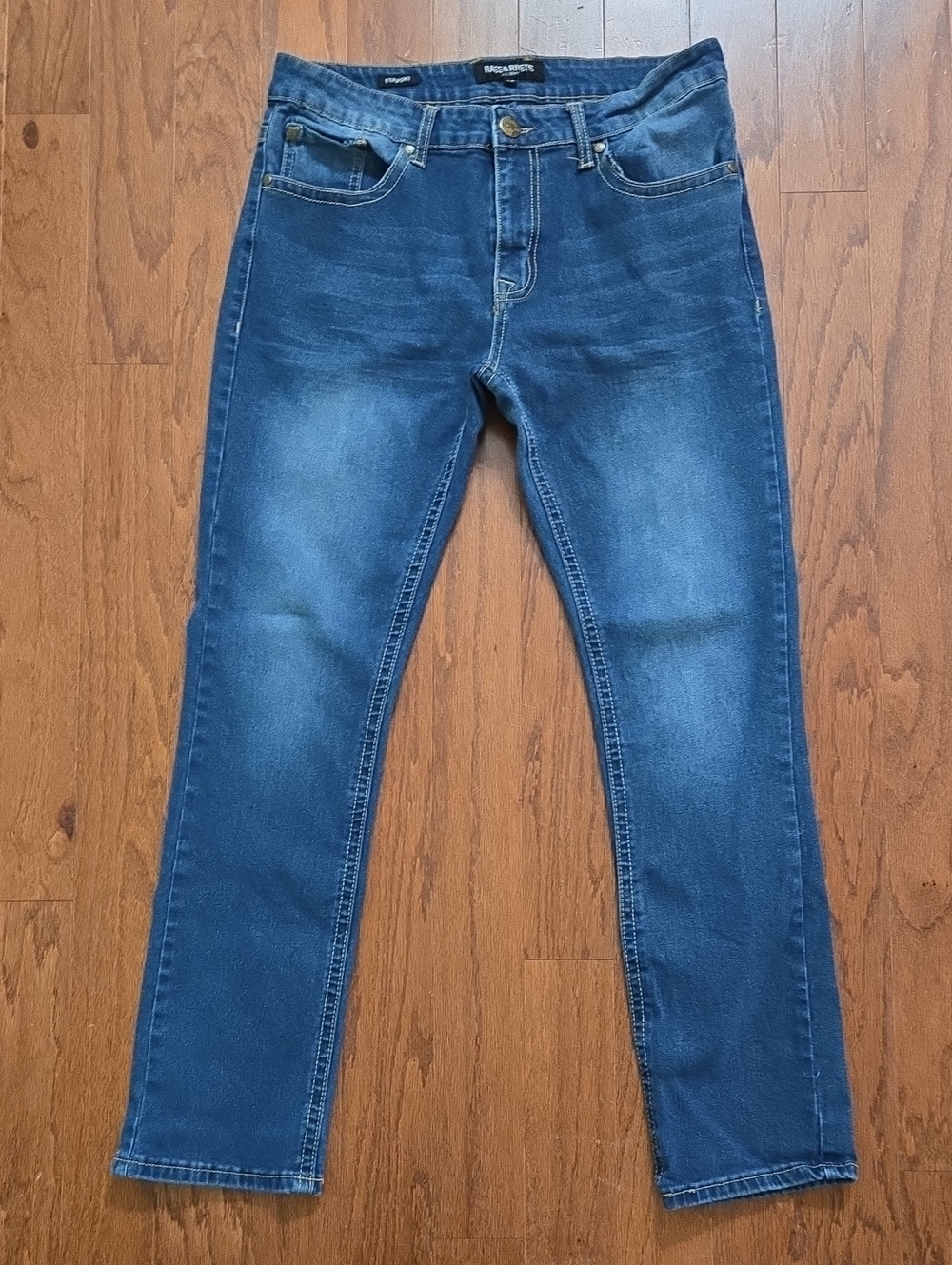 Rags and Rivets Straight Leg Embroidered Pocket Jeans 32x30